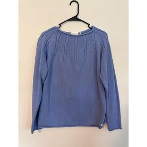 Fisherman Out of Ireland 100% Cotton Periwinkle Cableknit Boatneck Sweater XL